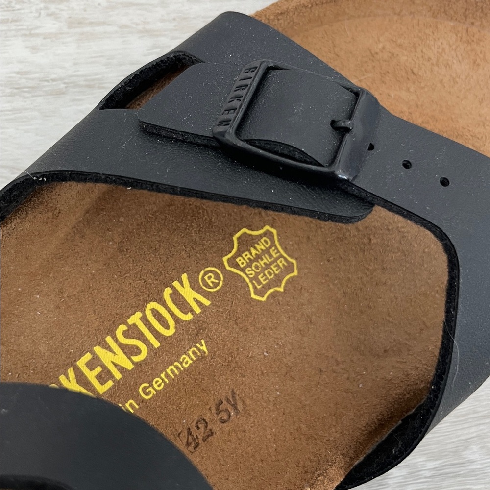 Birkenstock Black Leather Rio Birko Flor Sandals Shoes Arch Support NEW Wmns‎ 40 - Picture 3 of 10